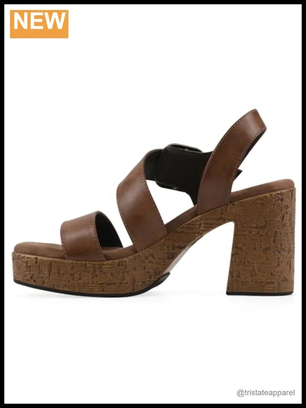 Women's Platform Sandal with Molded Cork Bottom & Buckle Closure